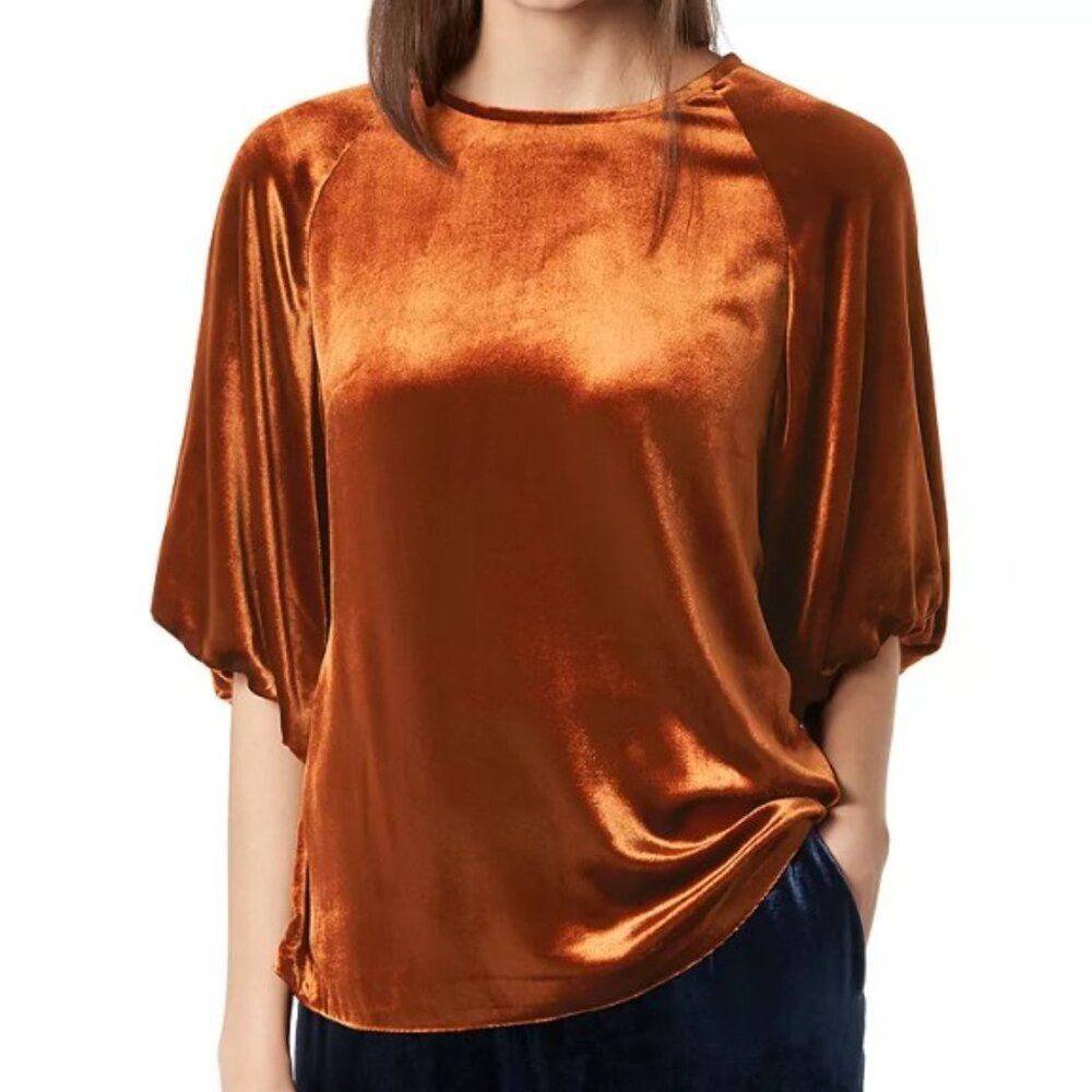 L.K.Bennett Noemi Velvet Rust Puff Sleeve Top blouse shirt. Size 6. SOLD OUT